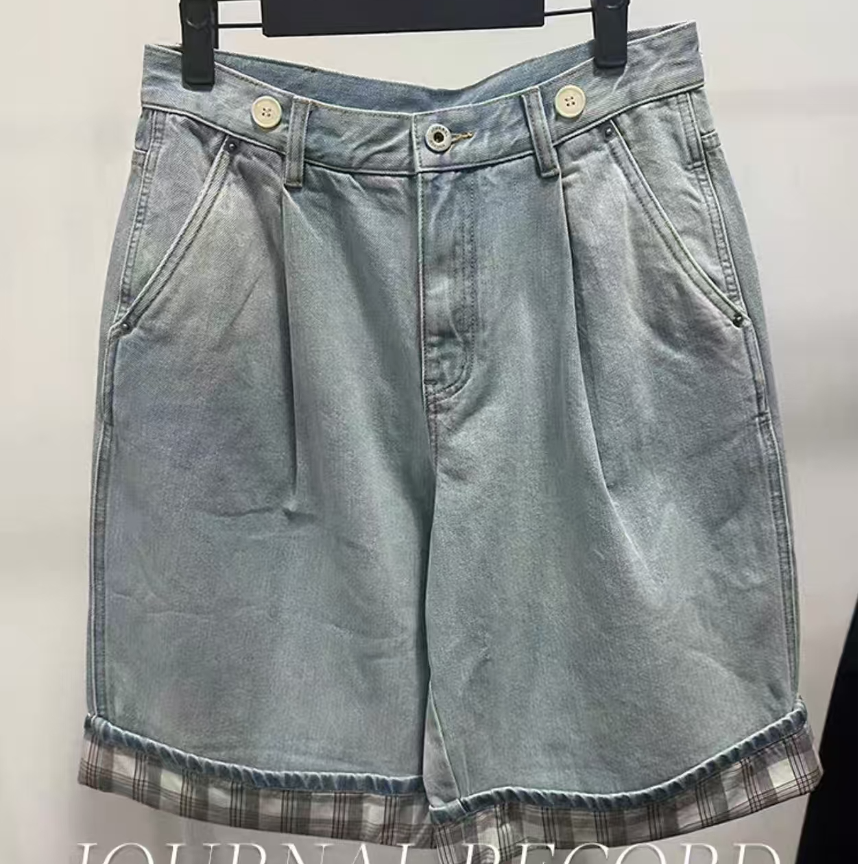 【Journal record · 25新款 格纹翻边牛仔中裤】