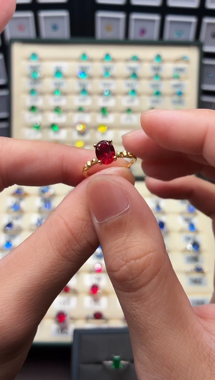 银S925镶嵌戒指红宝石111