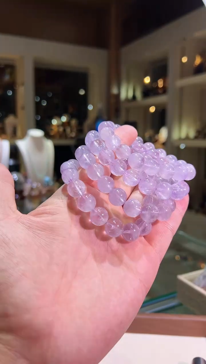 水晶手链未镶嵌11mm+烟紫兔毛（多样性发一）