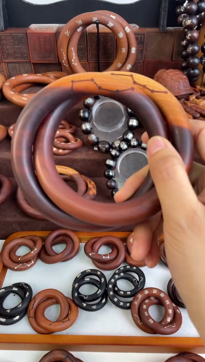 木桃木80乾坤圈六七星阴阳色双色一物一拍