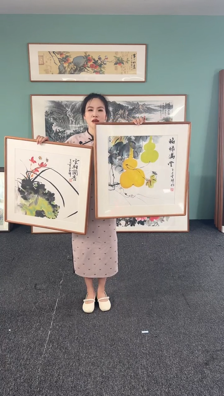 国画葫芦+兰草 60*60 孙吉祥