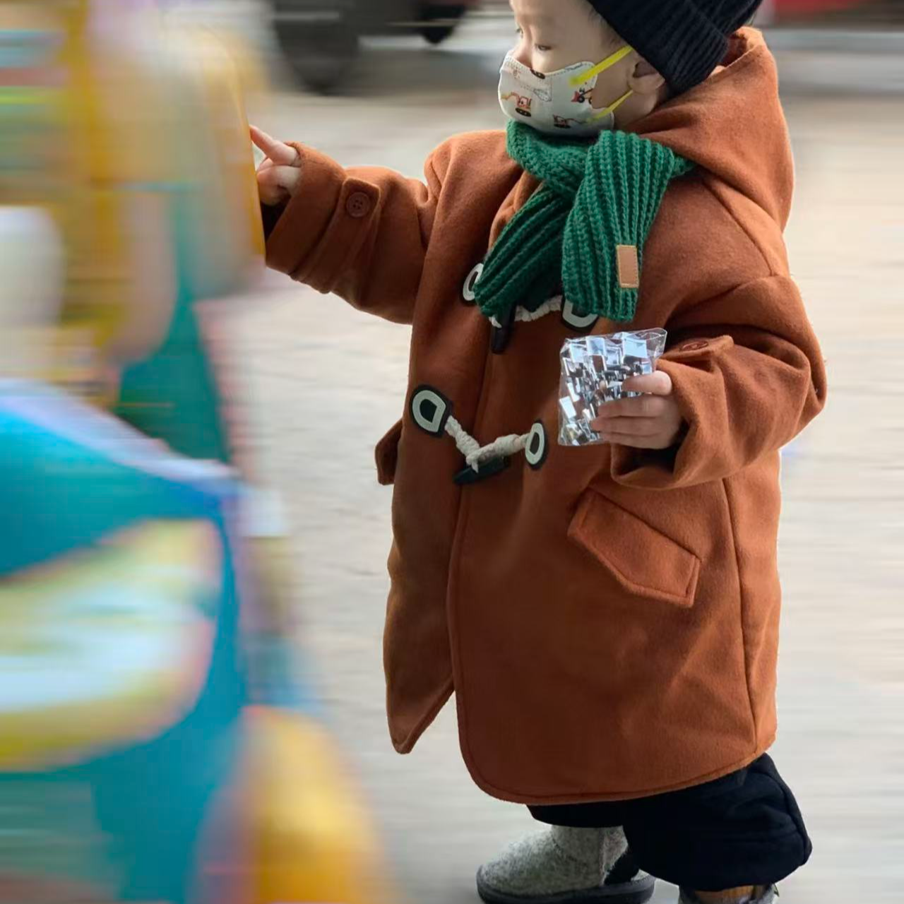 K458儿童韩系呢子大衣防寒服内里充绒