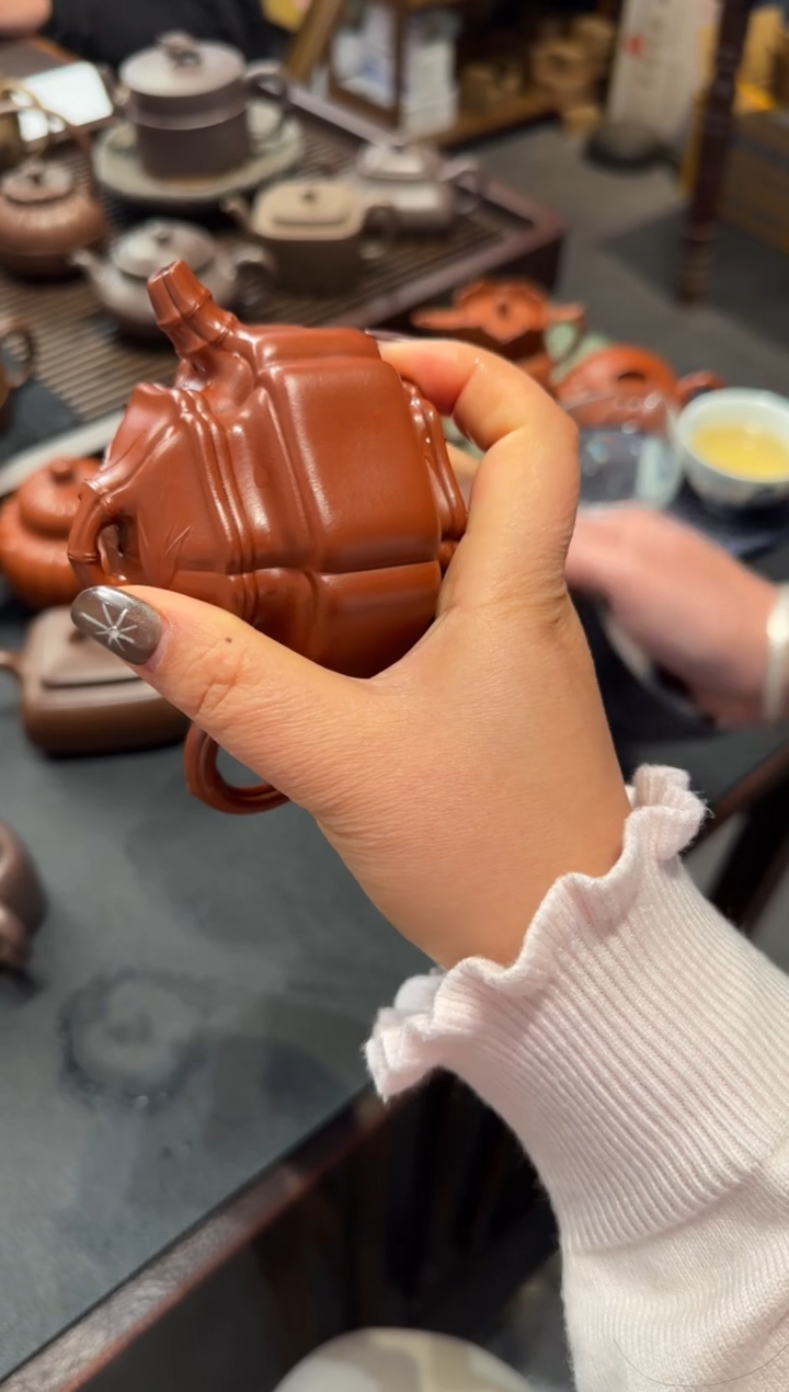 【闪购商品】紫砂茶壶六方海棠双线竹鼓