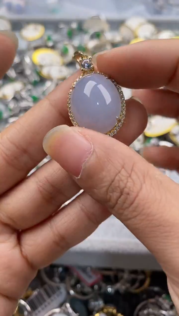 银S925镶嵌戒指翡翠444-7