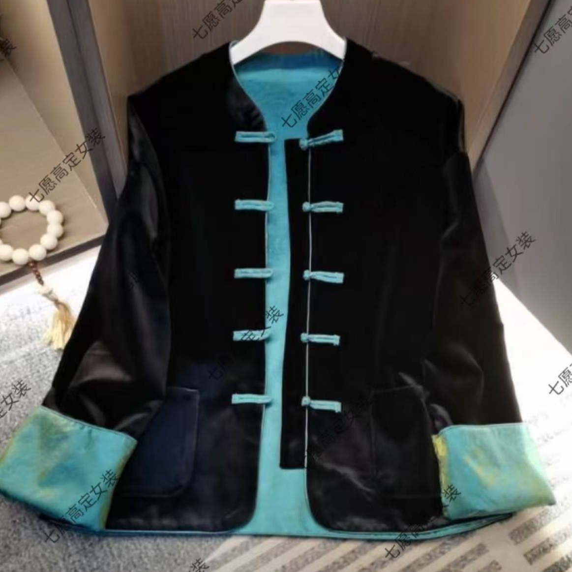 【双面穿】国风新中式双面穿丝绒浮光锦秋季复古女士上衣外套0261