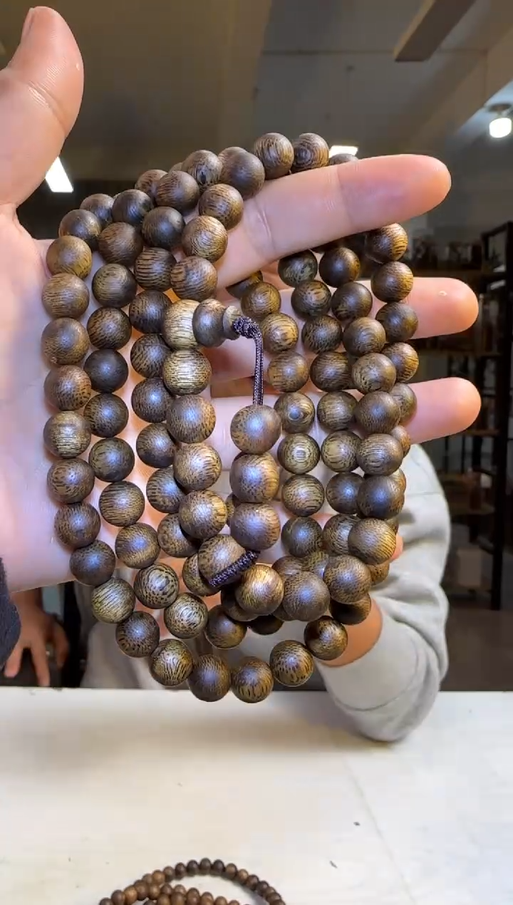 沉香手串99沉海南奇楠香霸正圆珠9mm108颗38g+多样性发1