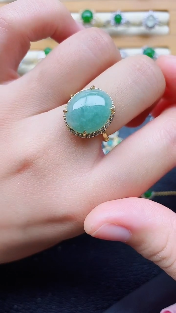 银S925镶嵌戒指翡翠1