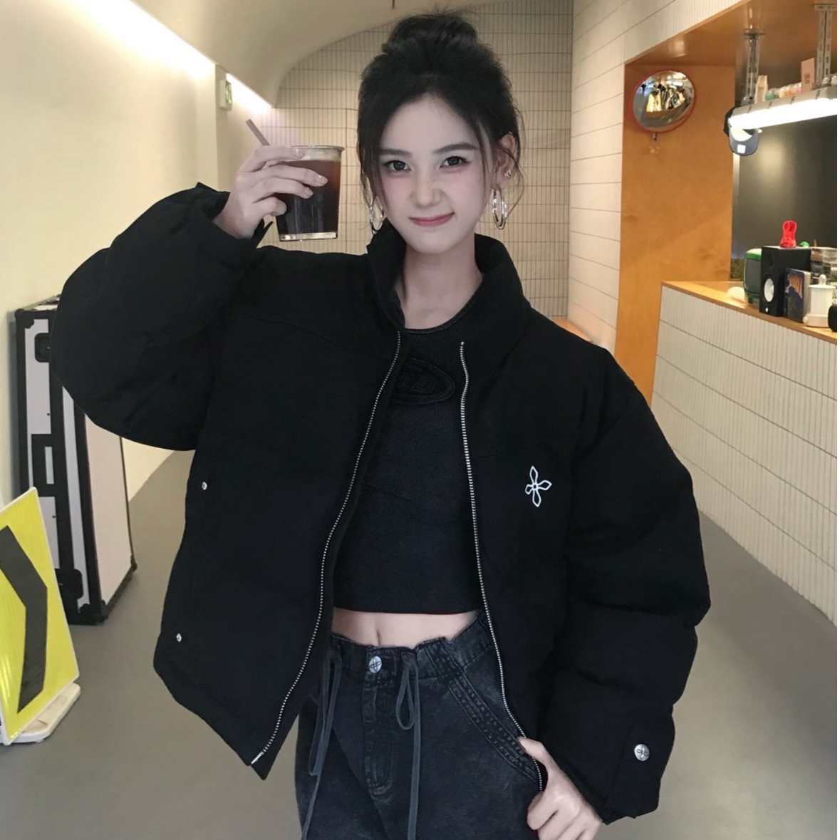 【秋冬毛毛外套棉服合集】满印花牛仔棉服毛毛外套帽衫