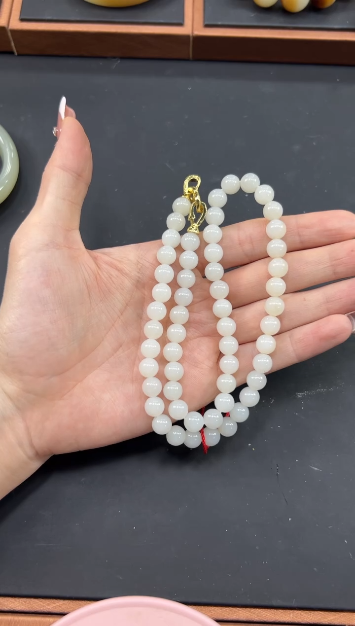 【闪购商品】和田玉项链未镶嵌且末微色差米达卡8妈妈链