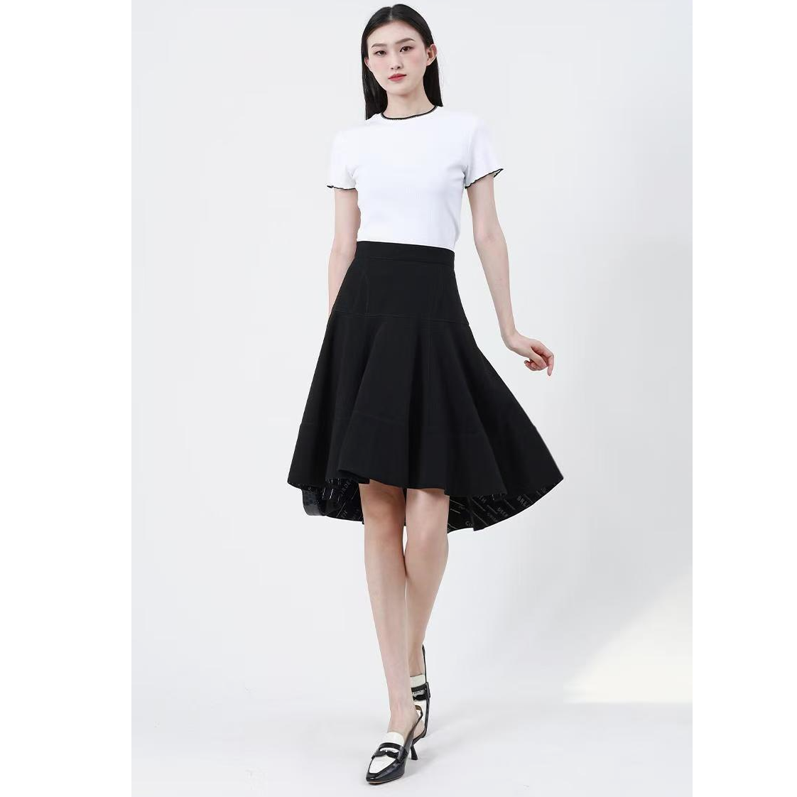 不支持退换/显瘦a字半身裙黑色时尚百搭高腰包臀流苏裙子1200310