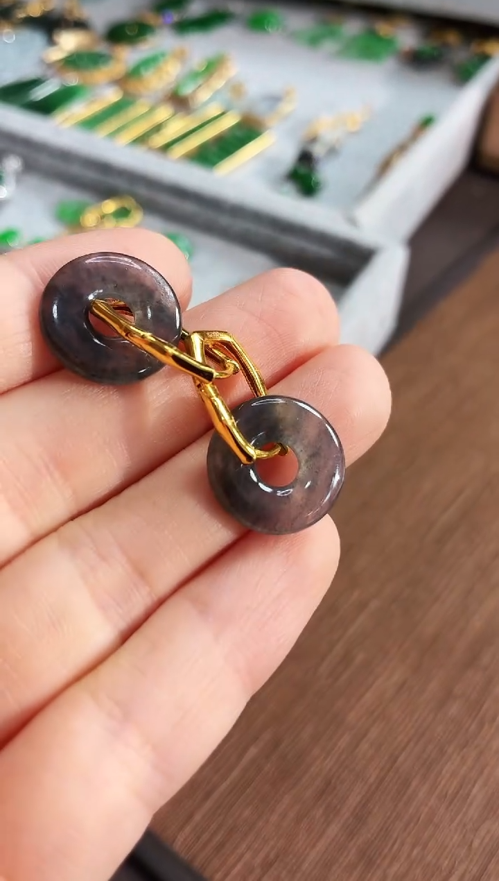 翡翠银S925镶嵌耳饰耳饰