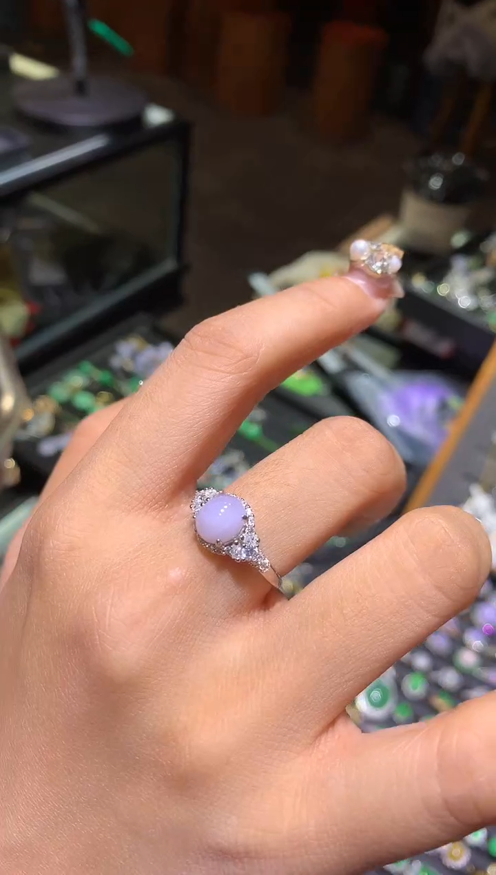 【闪购商品】翡翠吊坠(不含链)银S925镶嵌戒指