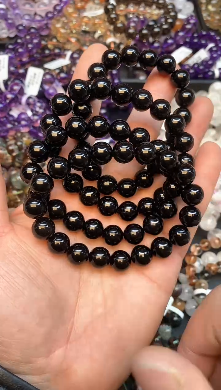 【闪购商品】水晶手链未镶嵌b64 黑水晶10mm