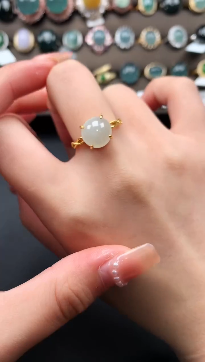 【闪购商品】翡翠戒指银S925镶嵌52141