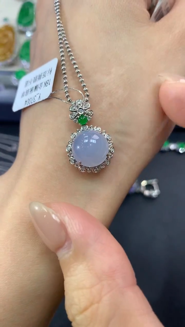 【闪购商品】翡翠吊坠(不含链)18K金镶嵌a98紫货有色差