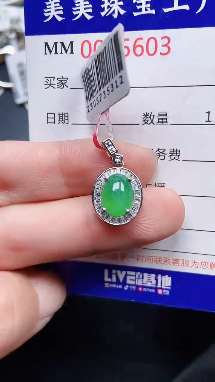 颈饰银S925镶嵌翡翠5603