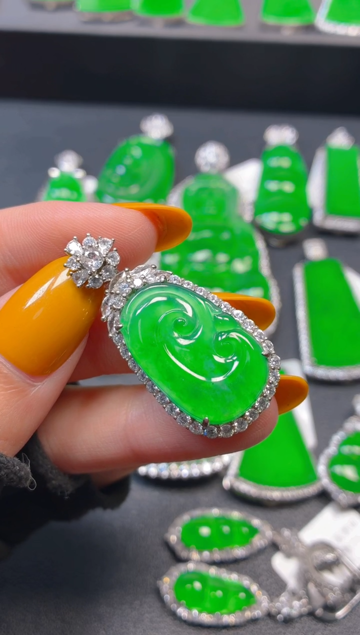 吊坠(不含链)银S925镶嵌翡翠1