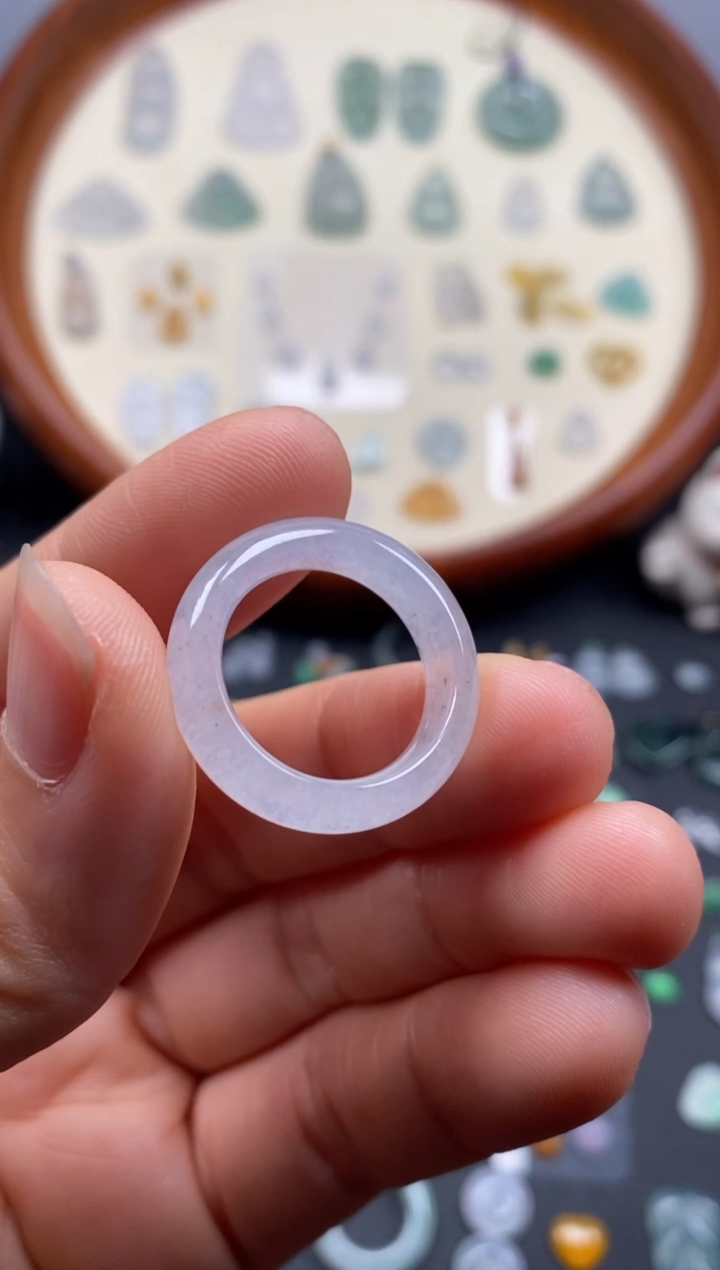 翡翠未镶嵌颈饰14圈口冰戒指圈/芬