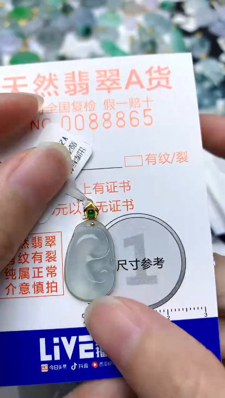 颈饰18K金镶嵌翡翠天然A货翡翠