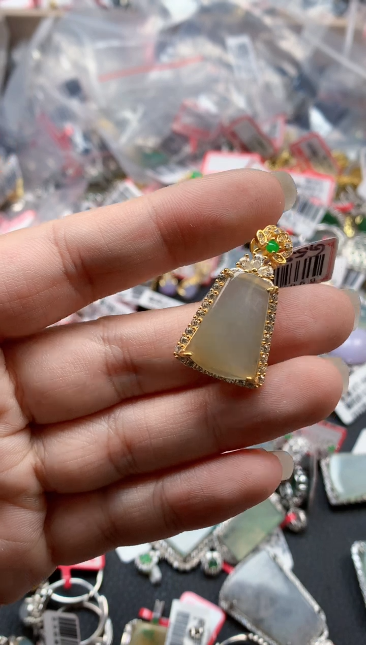 银S925镶嵌戒指翡翠天然A货缅甸翡翠