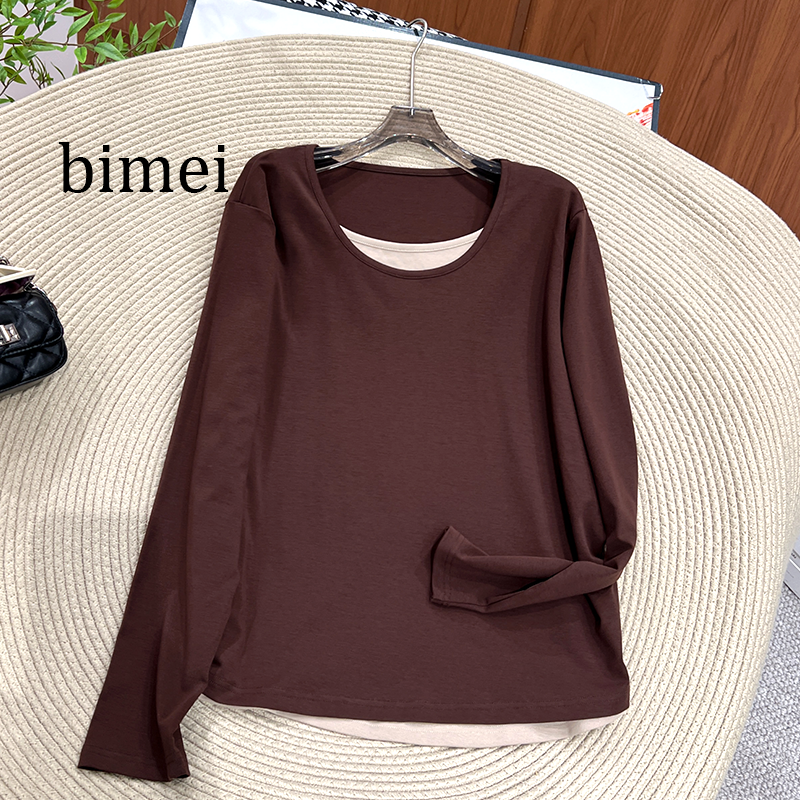 必魅上衣2025秋季新款长袖女薄款大码正肩袖宽松上衣女装33354