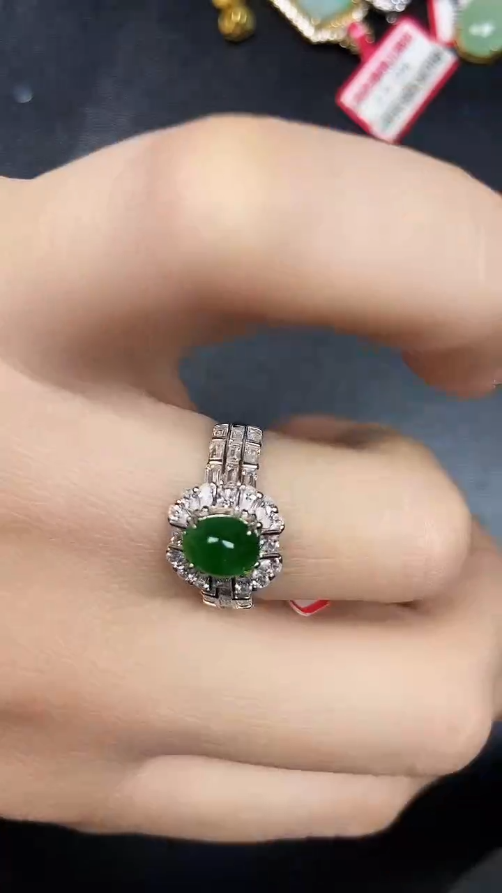 银S925镶嵌戒指翡翠1360