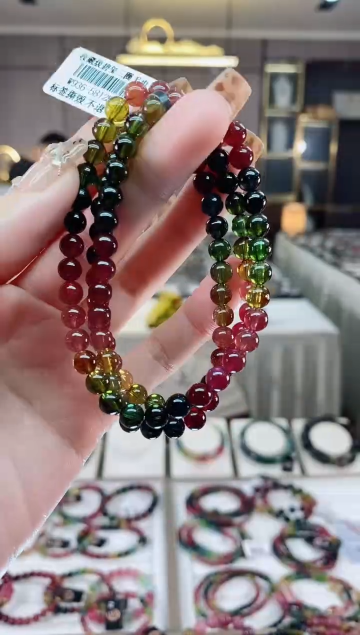 【闪购商品】碧玺三圈手串5mm+未镶嵌一物一证dan