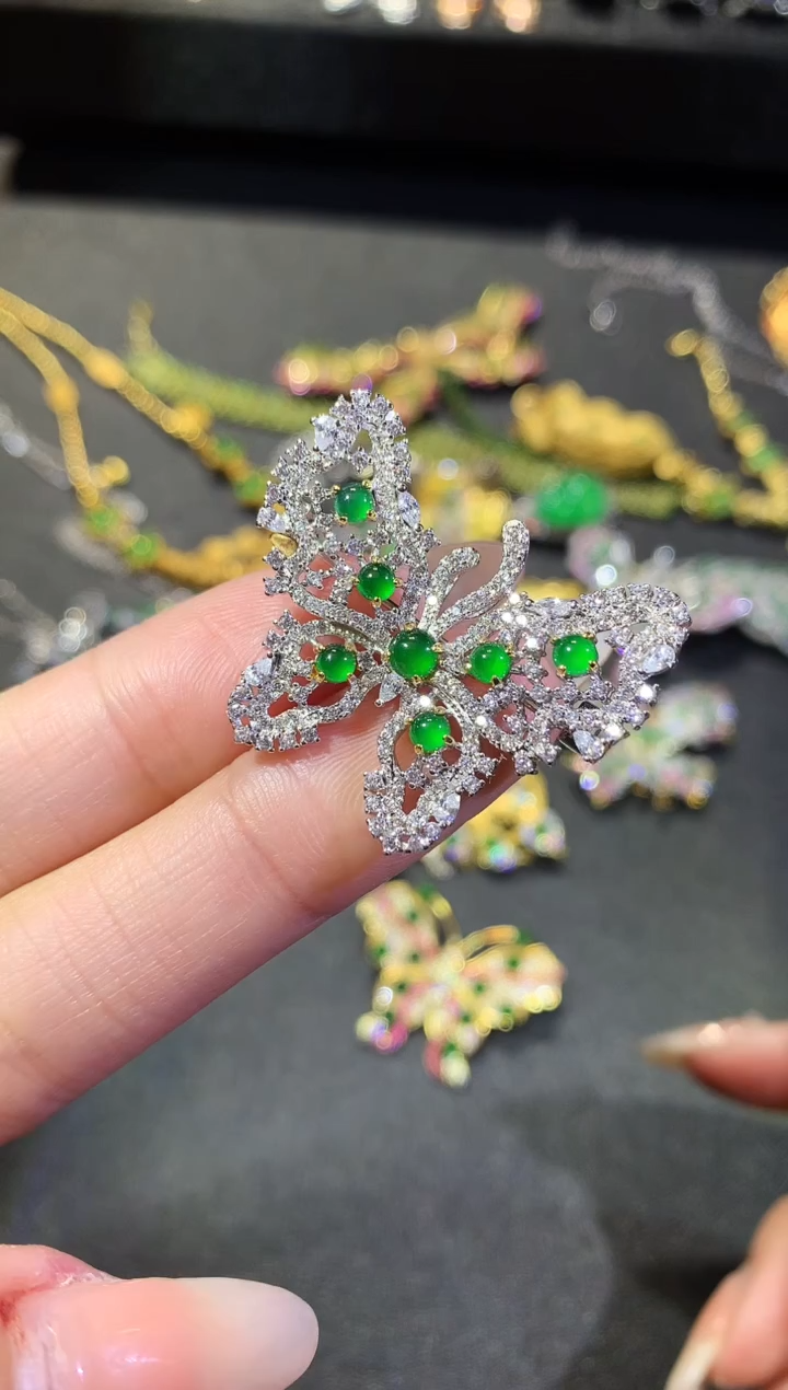 【闪购商品】翡翠挂件银S925镶嵌112-胸针