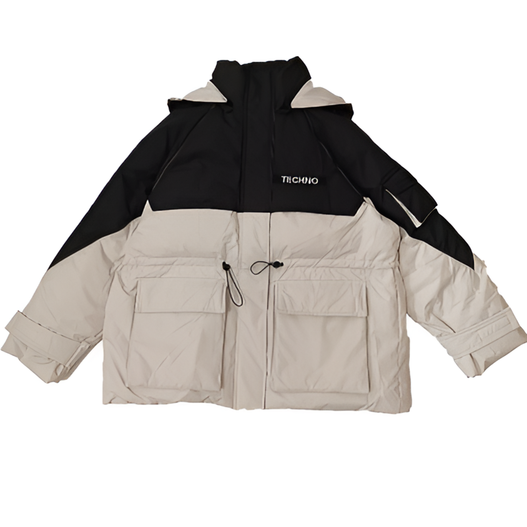 男装-TCH时尚潮牌拼色冬季短款抽绳羽绒服S72A198005