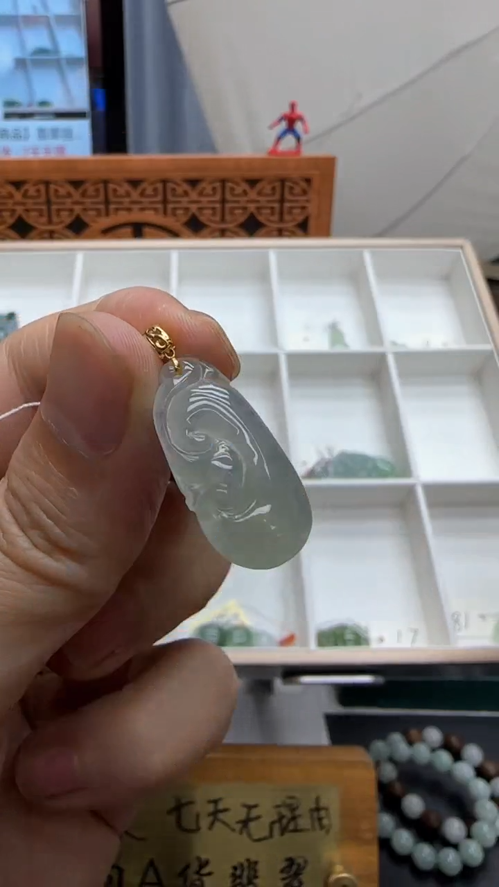 【闪购商品】翡翠挂件18K金镶嵌A货翡翠多样性孤品