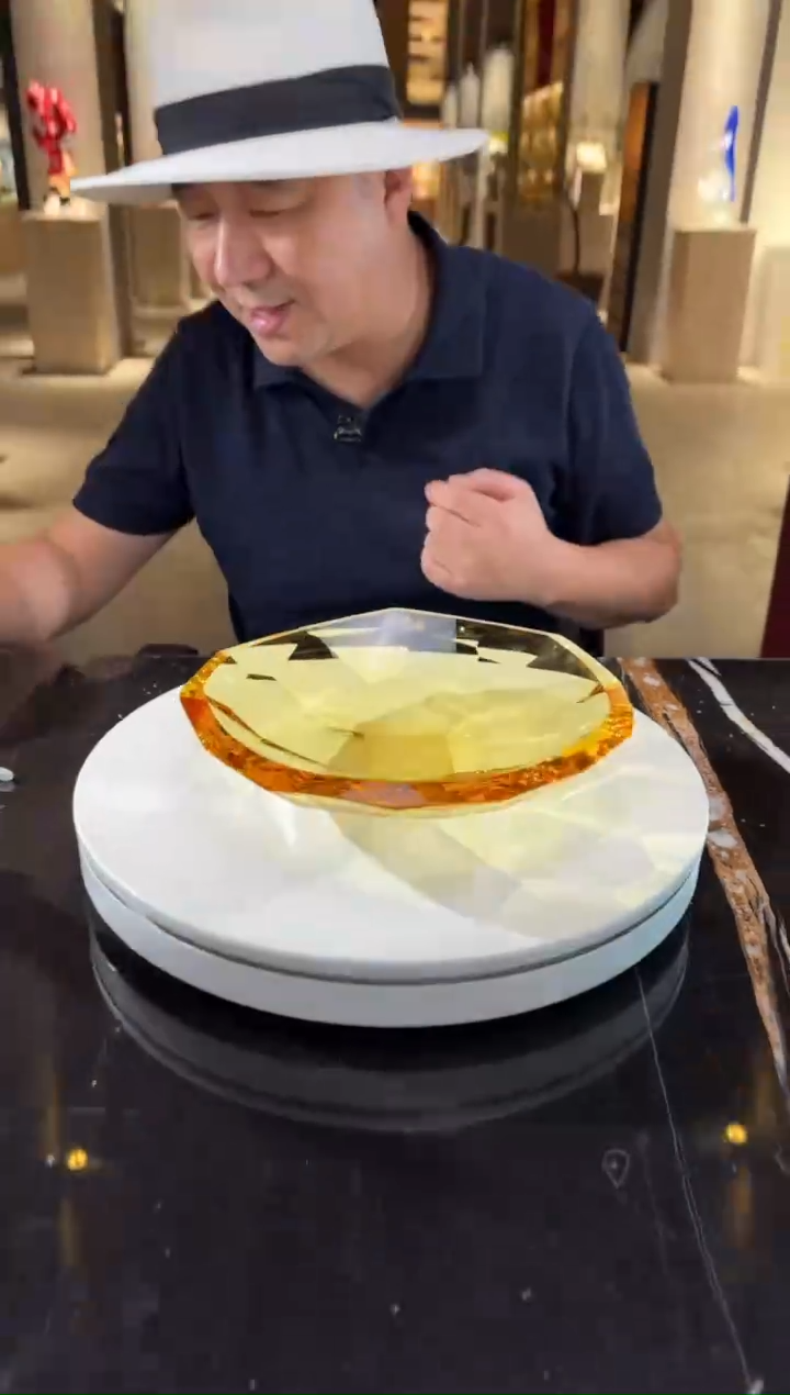摆件CS0101018-1金色多切面水晶琉璃果盘
