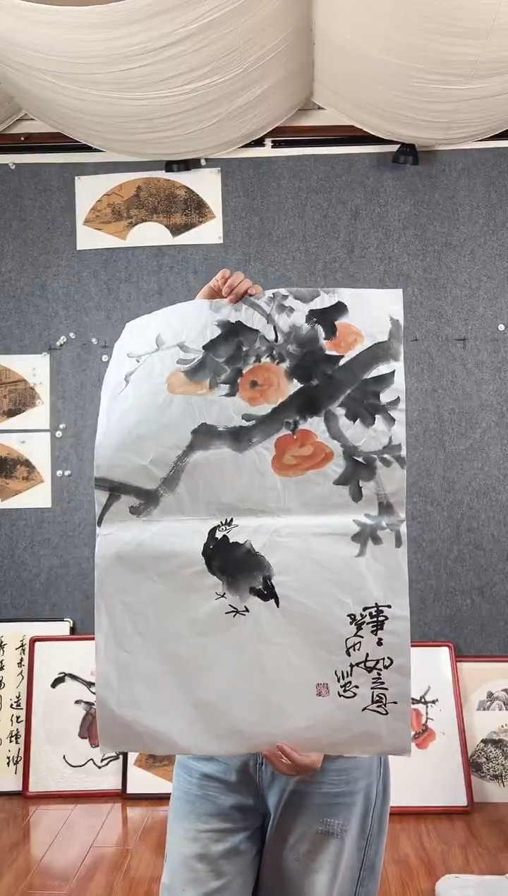 国画李维忠四尺三开花鸟