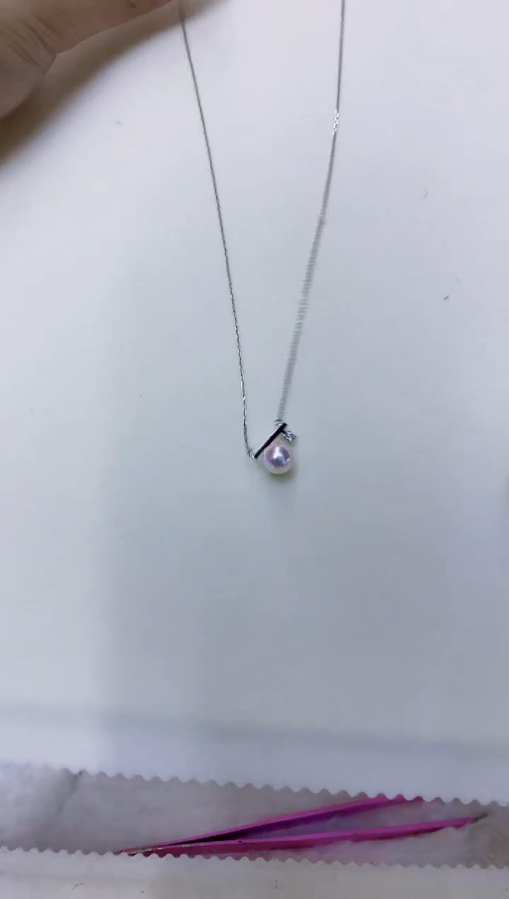 银S925镶嵌海水珍珠饰品银色平衡木套链