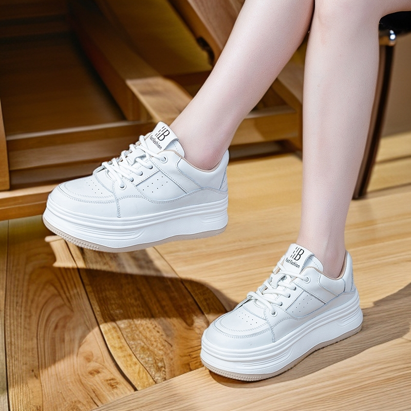 2025头层牛皮板鞋透气运动休闲鞋增高休闲板鞋运动鞋鞋子平底厚底