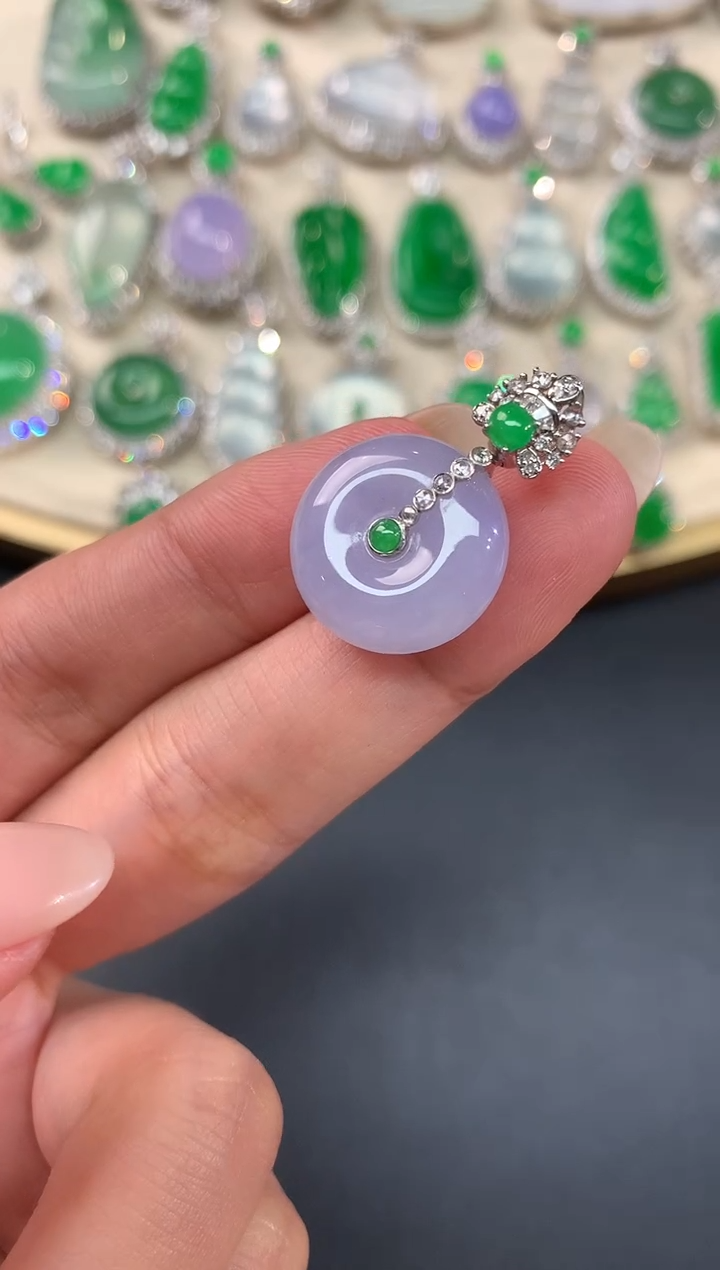 【闪购商品】翡翠吊坠(不含链)18K金镶嵌A125|6800