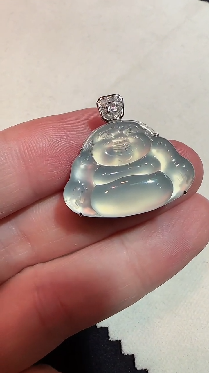 【闪购商品】翡翠吊坠(不含链)18K金镶嵌佛公