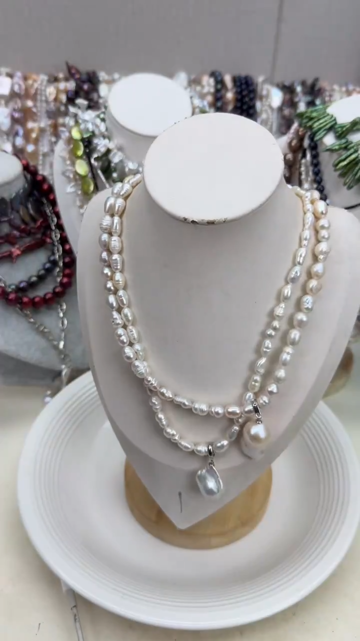 颈饰银S925镶嵌淡水珍珠1