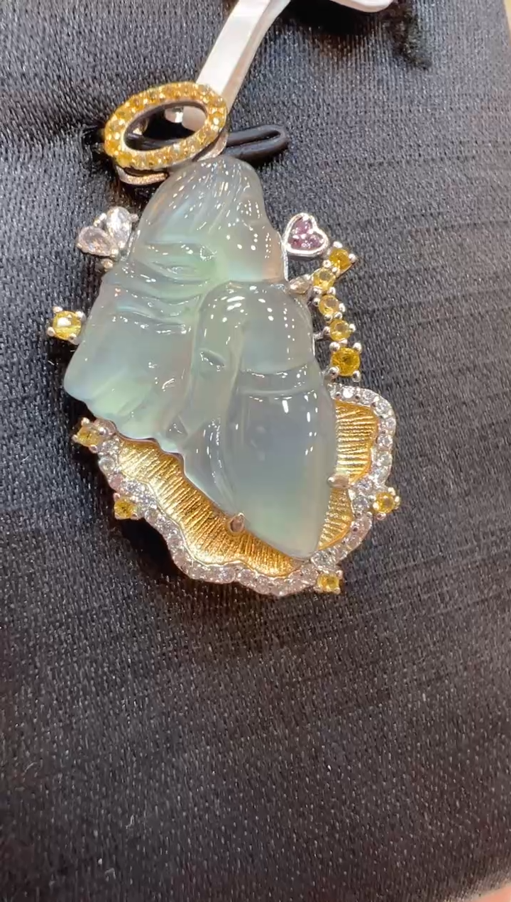 翡翠银S925镶嵌吊坠(不含链)多样性团购发一件