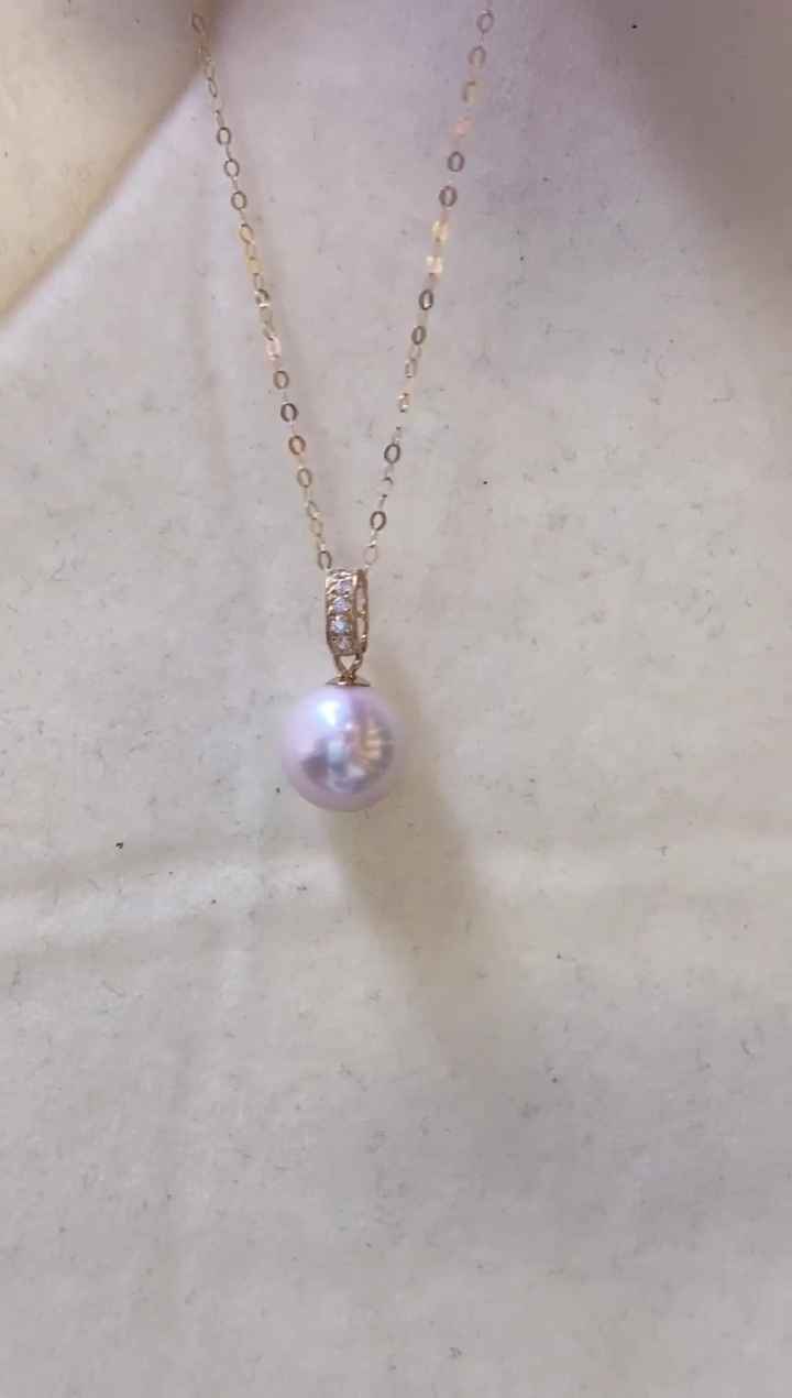 海水珍珠18K金镶嵌吊坠(赠链)akoya 吊坠