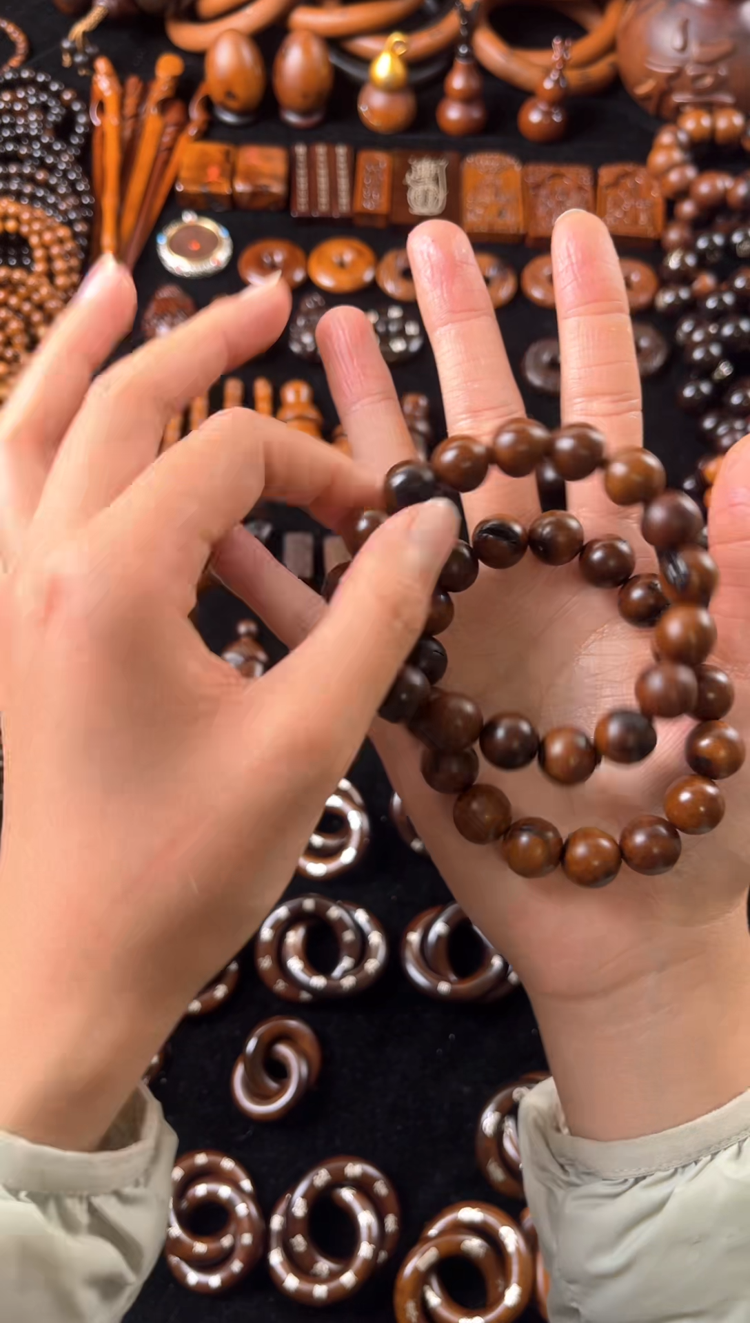 枣木雷击枣木玉化雷痕手串1.2