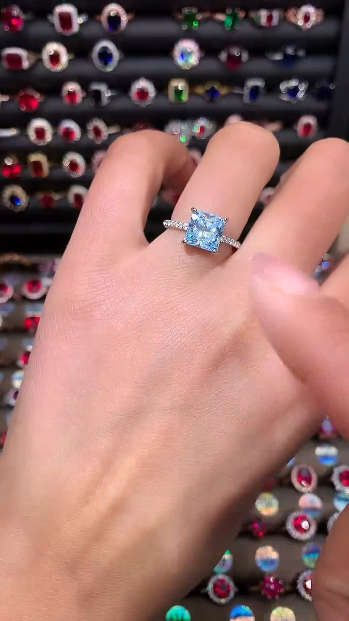 【闪购商品】蓝宝石戒指银S925镶嵌8