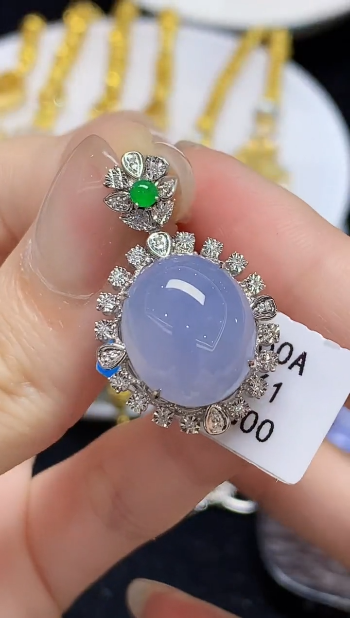 吊坠(不含链)18K金镶嵌翡翠L2161多样性发其一