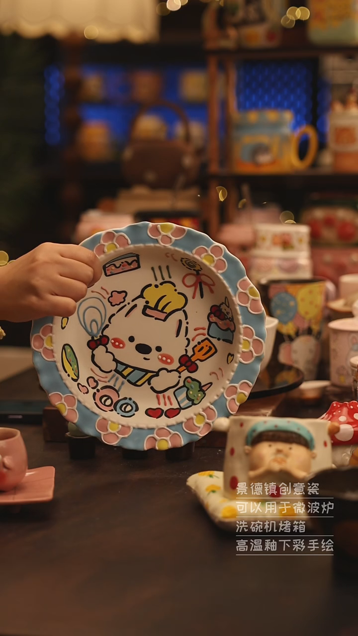 陶瓷景德镇可爱陶瓷釉下彩绘设计师款