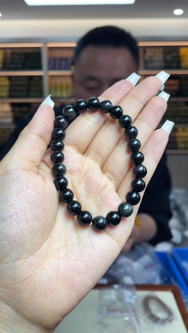 【闪购商品】黑曜岩手串未镶嵌多样性发一件