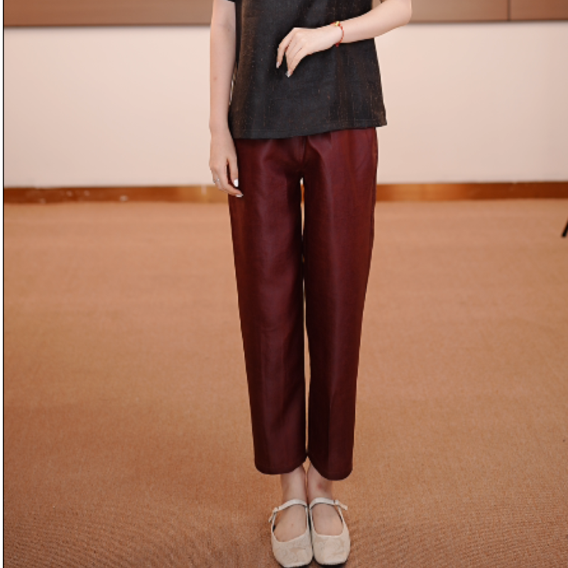 【红束】ZY100桑蚕丝红云纱皮子老料百搭九分裤小脚裤A-CSLP-951