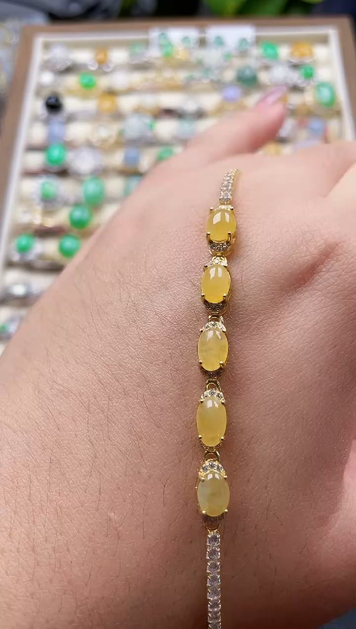 银S925镶嵌手链翡翠9