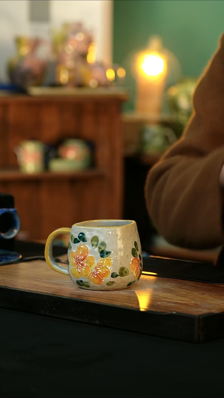 【闪购商品】杯手绘心瓷陶瓷浮力