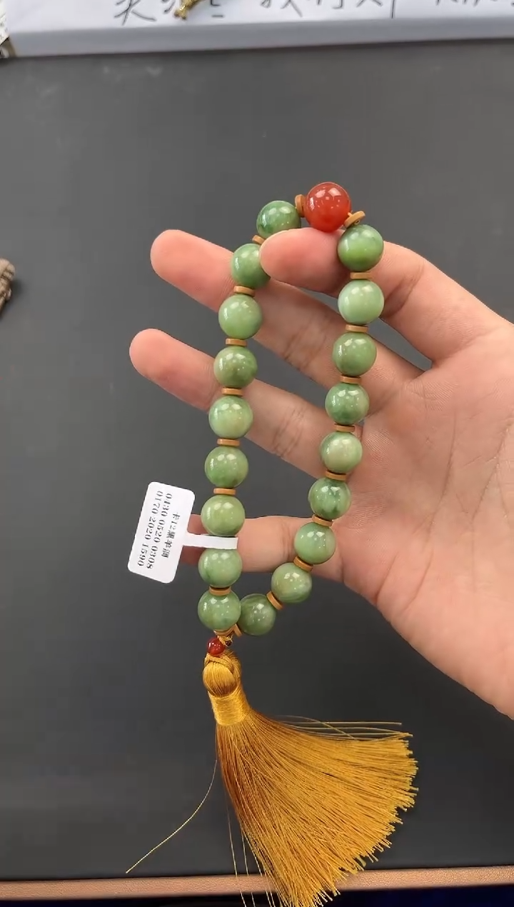 未镶嵌手串和田玉且末黑羊洞碧玉手持卡12微色差