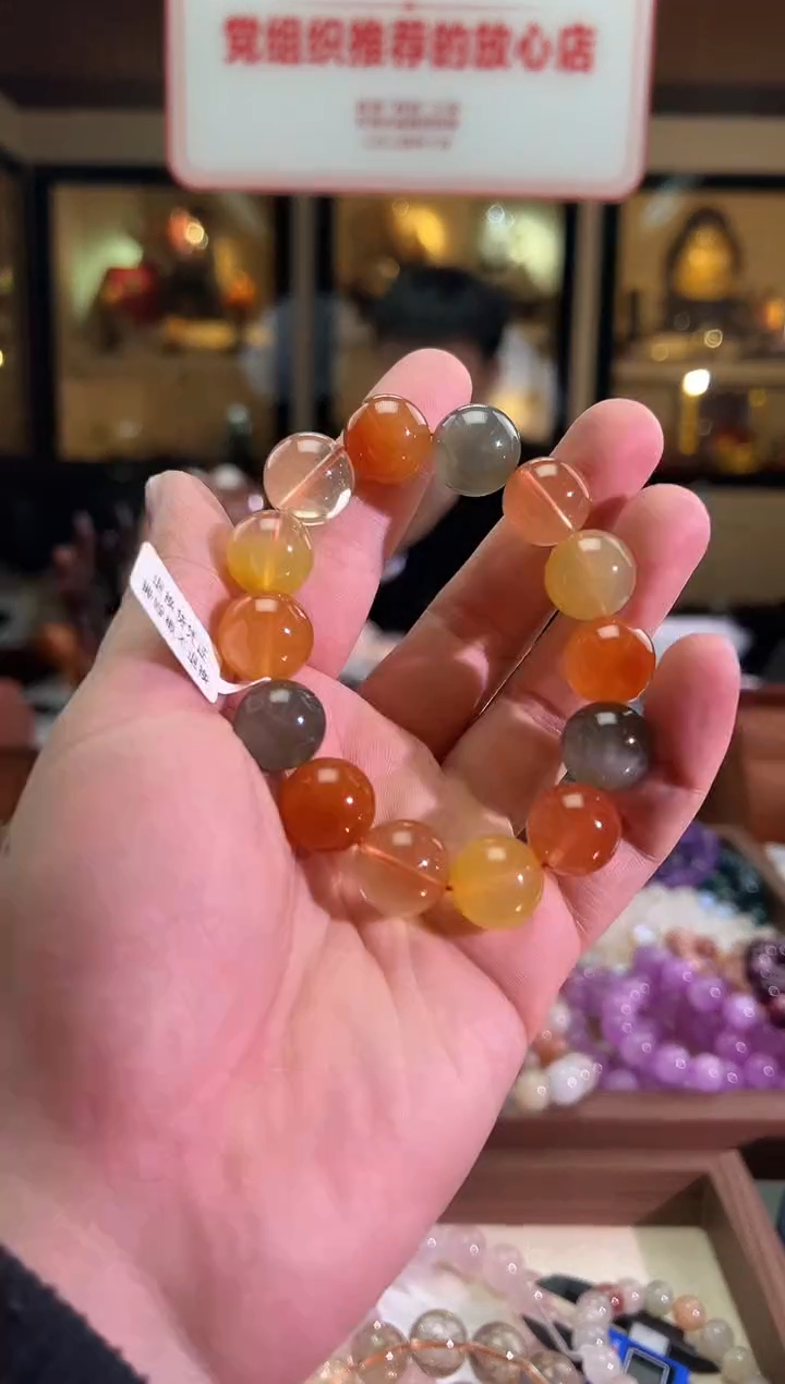 未镶嵌手链水晶15mm+老矿巴西糖果兔毛（多样性发一）