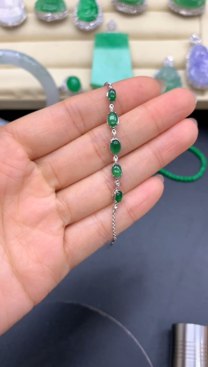 【闪购商品】翡翠手链18K金镶嵌314-中国好珍宝